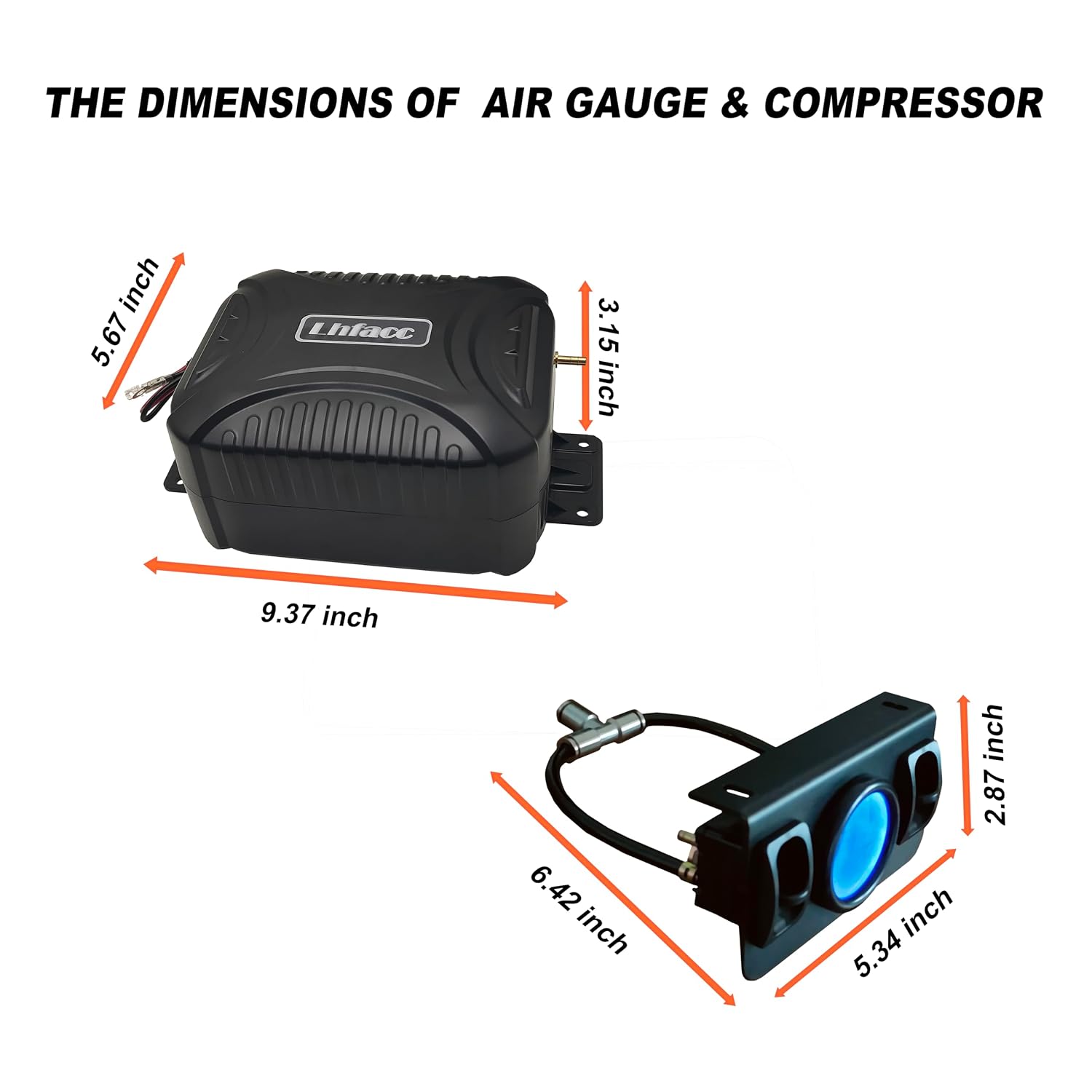 On Board Air Compressor System Air Pump System with Digital Dual Path Air Gauge Paddle Valve Gauge Air Line T Fittings for Trucks Vans