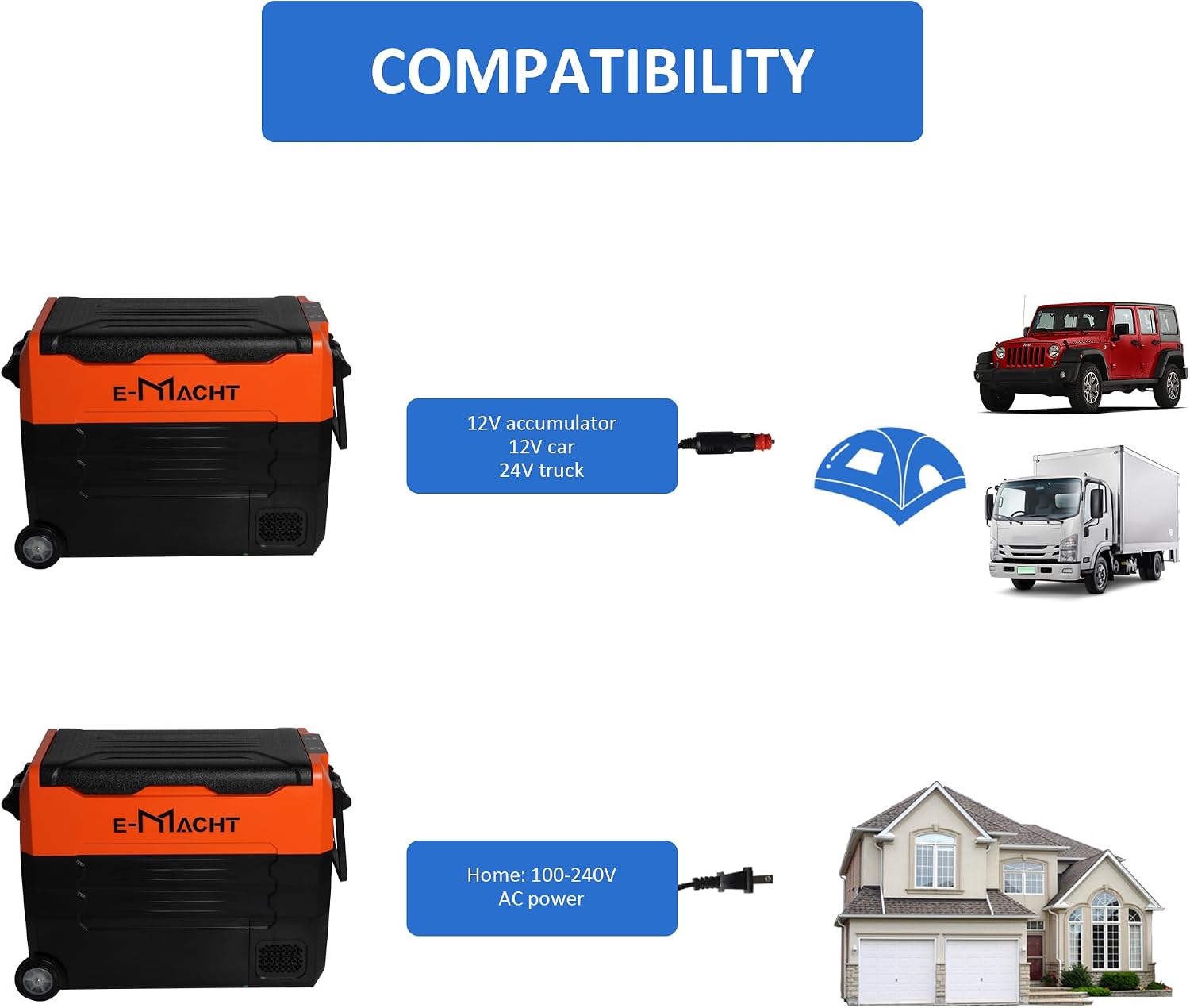 Portable Car Refrigerator with wheels, 12 Volt Freezer, 52.8 Quart (50 Liter) Dual Zone Cooler -4℉~68℉, WIFI APP Control Fridge 12/24V DC and 100-240V AC for RV, Truck, Boat, Camping