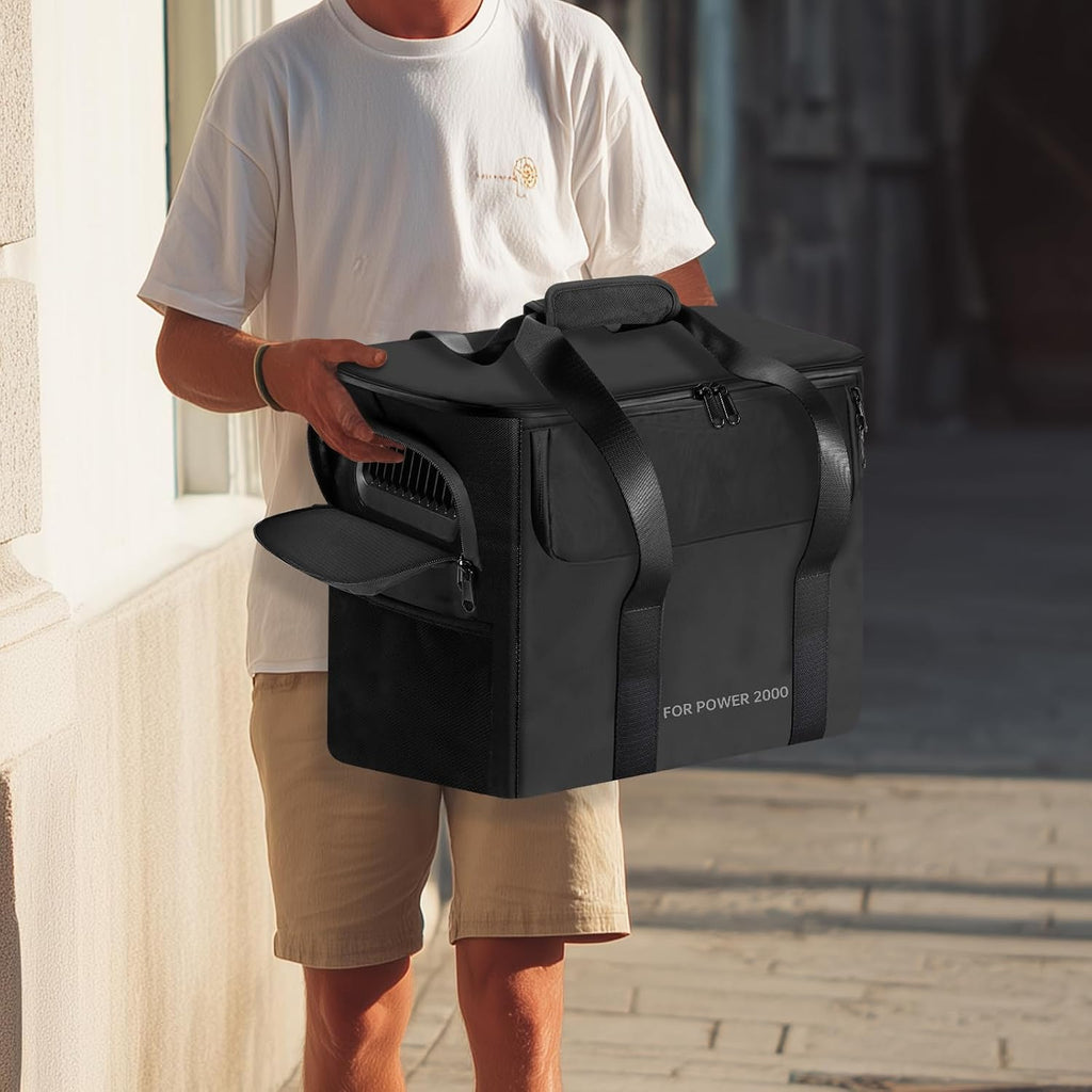 sarlar Carrying Case for DJI Power 2000 Portable Power Station, Travel Storage Bag Anti-collision Scratch-proof and Waterproof with Back and Sides Pockets for Charging Cable and Accessories
