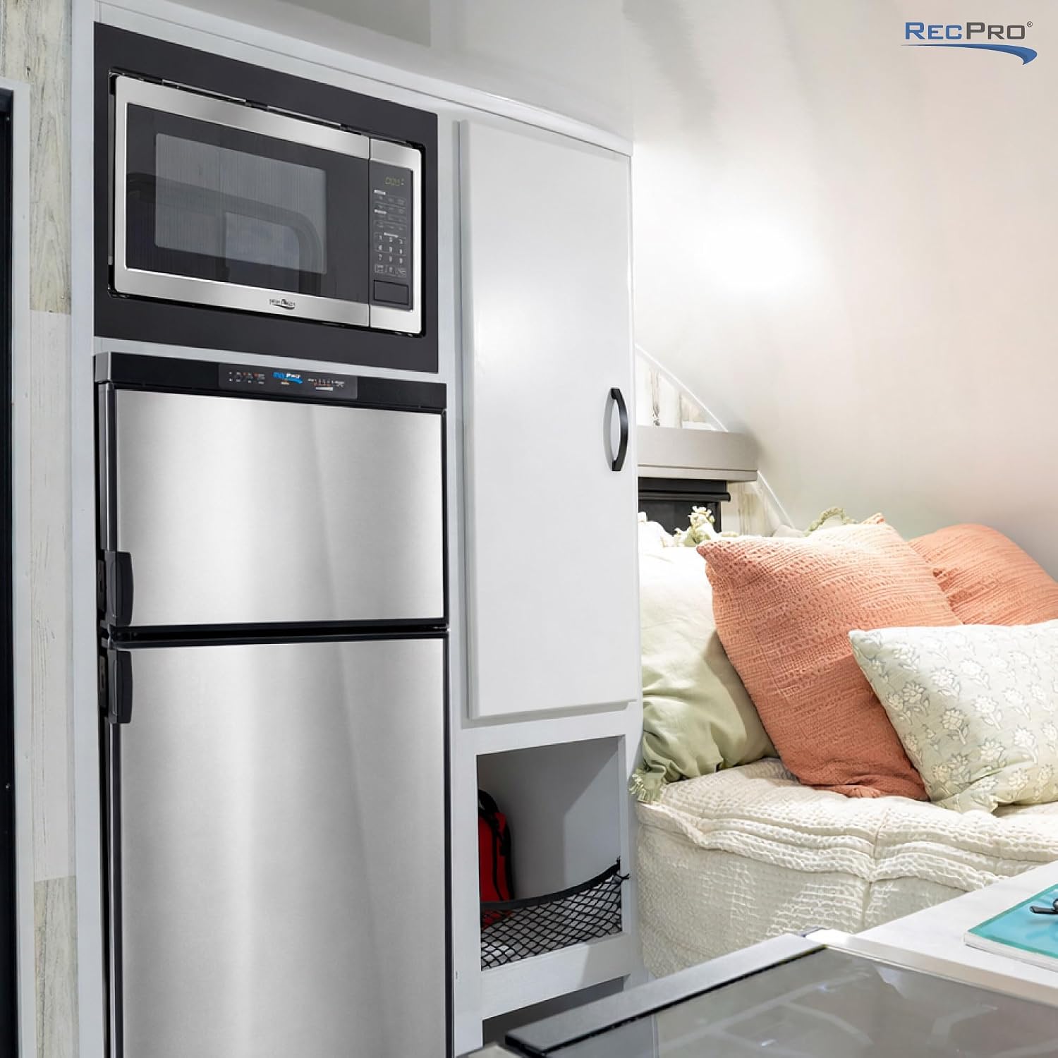 RecPro RV Refrigerator 6.3 Cubic Feet Gas and Electric | Black or Stainless Finish | 110V / 12V / Propane Gas | (Stainless Finish)