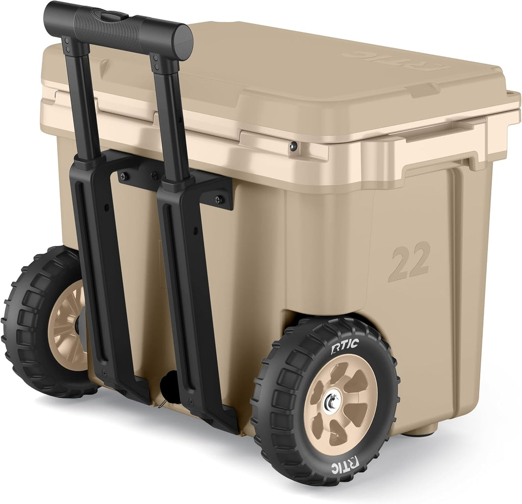 RTIC 22 QT Ultra-Light Wheeled Cooler with Handle, Hard Insulated Portable Ice Chest Box for Beach, Drink, Beverage, Camping, Picnic, Fishing, Boat, Barbecue