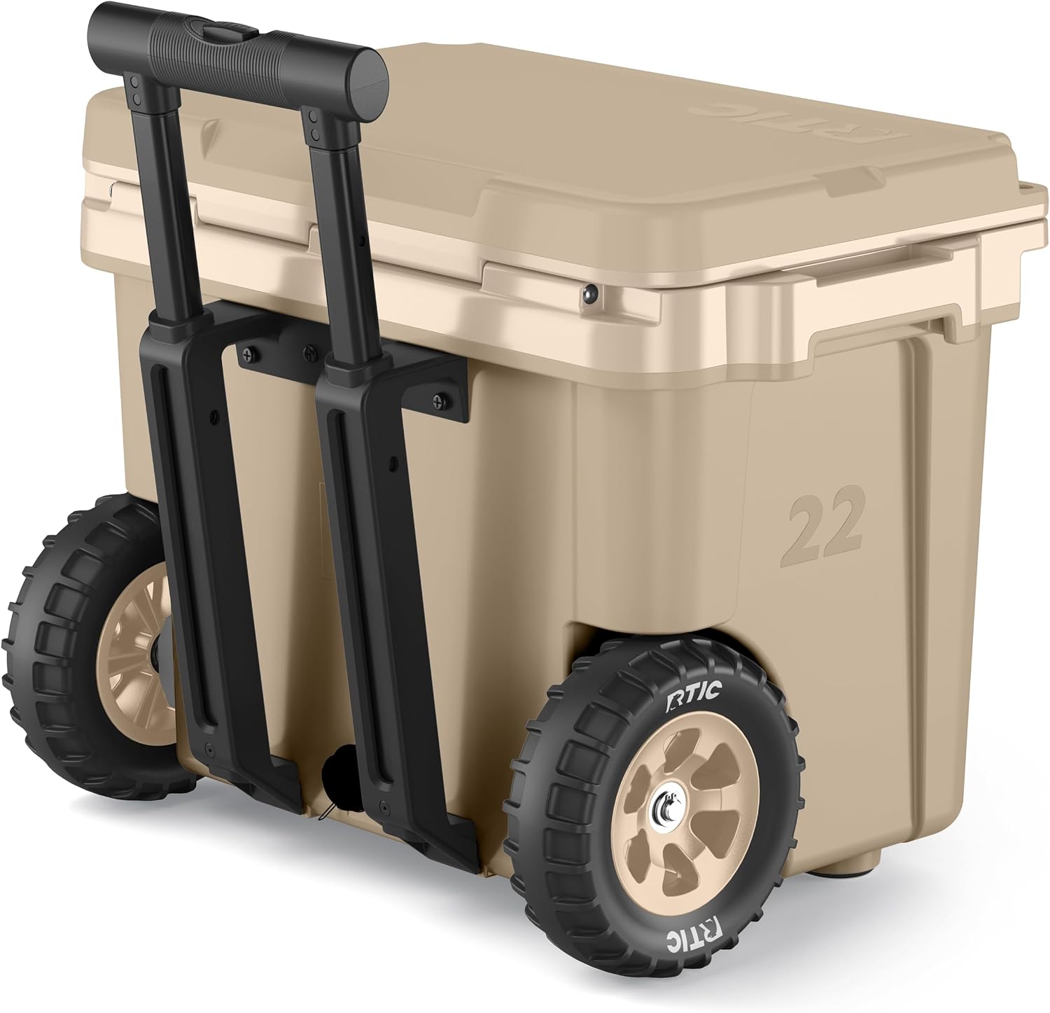 RTIC 22 QT Ultra-Light Wheeled Cooler with Handle, Hard Insulated Portable Ice Chest Box for Beach, Drink, Beverage, Camping, Picnic, Fishing, Boat, Barbecue