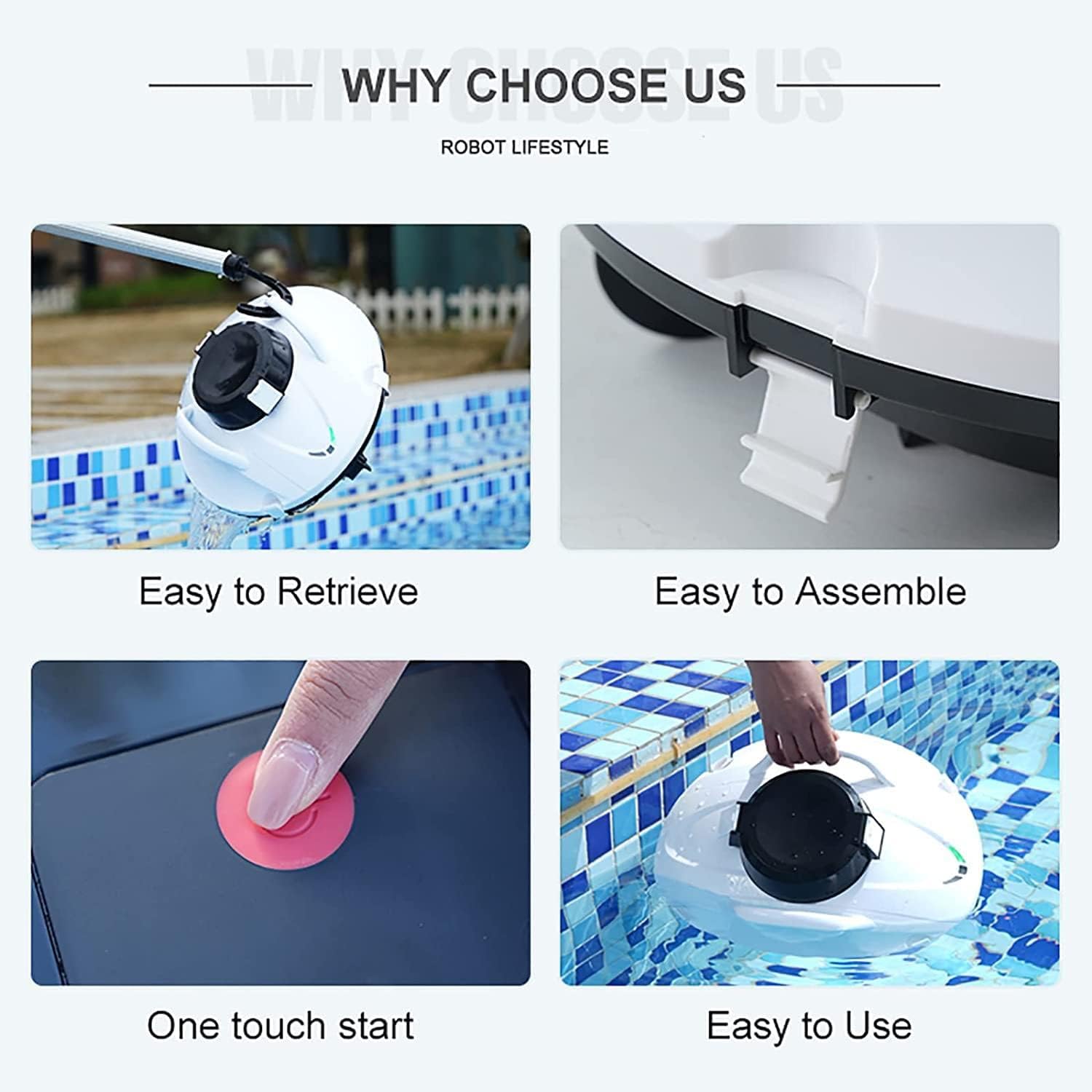 Automatic Cordless Pool Cleaning Robot,Dual-Motor, Self-Parking, Pool Cleaning Equipment Swimming Pool Vacuum Cleaning Robotic Rechargeable