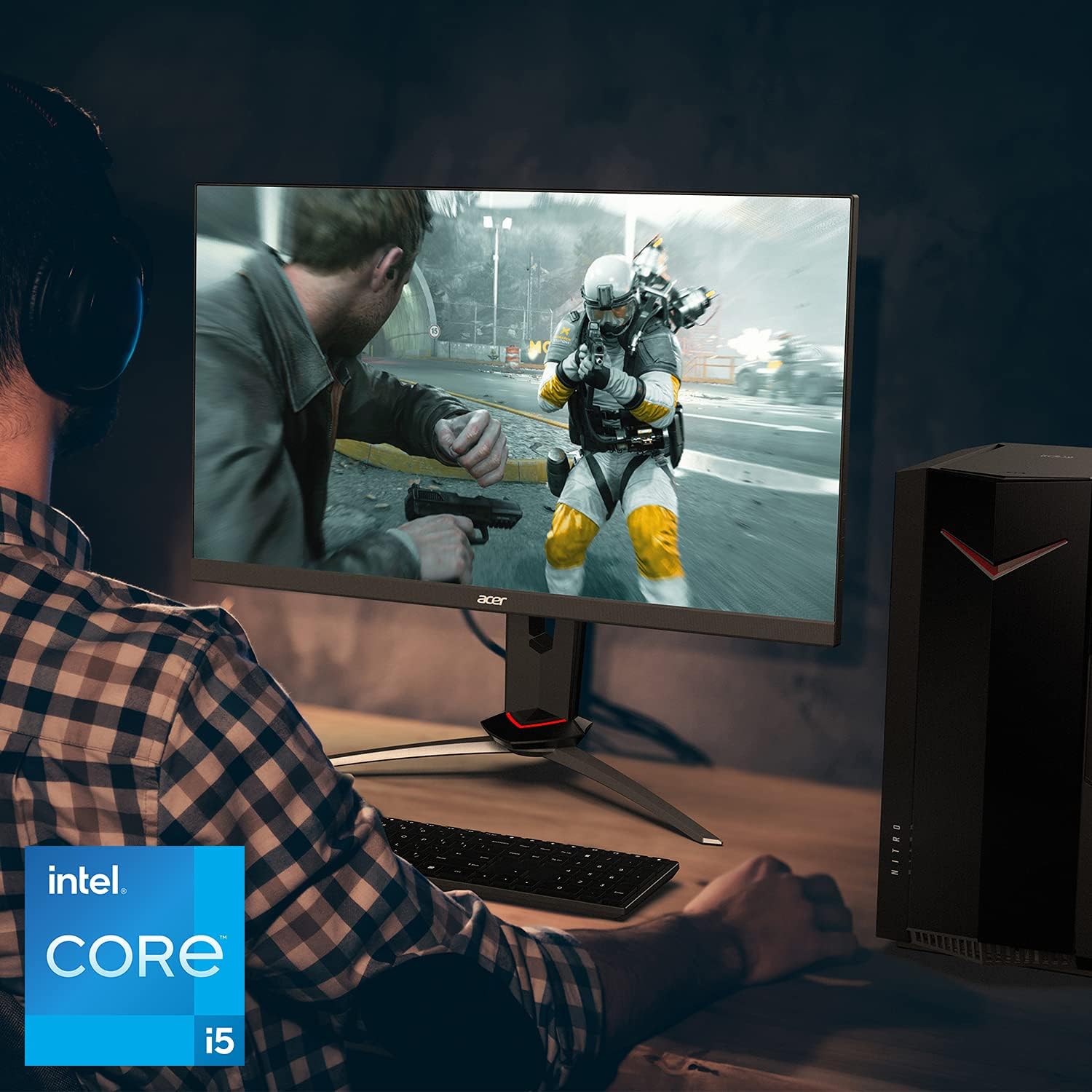 Acer Nitro 50 N50-620-UA91 Gaming Desktop | 11th Gen Intel Core i5-11400F 6-Core Processor | NVIDIA GeForce GTX 1650 | 8GB DDR4 | 512GB NVMe M.2 SSD | Intel Wi-Fi 6 AX201 |