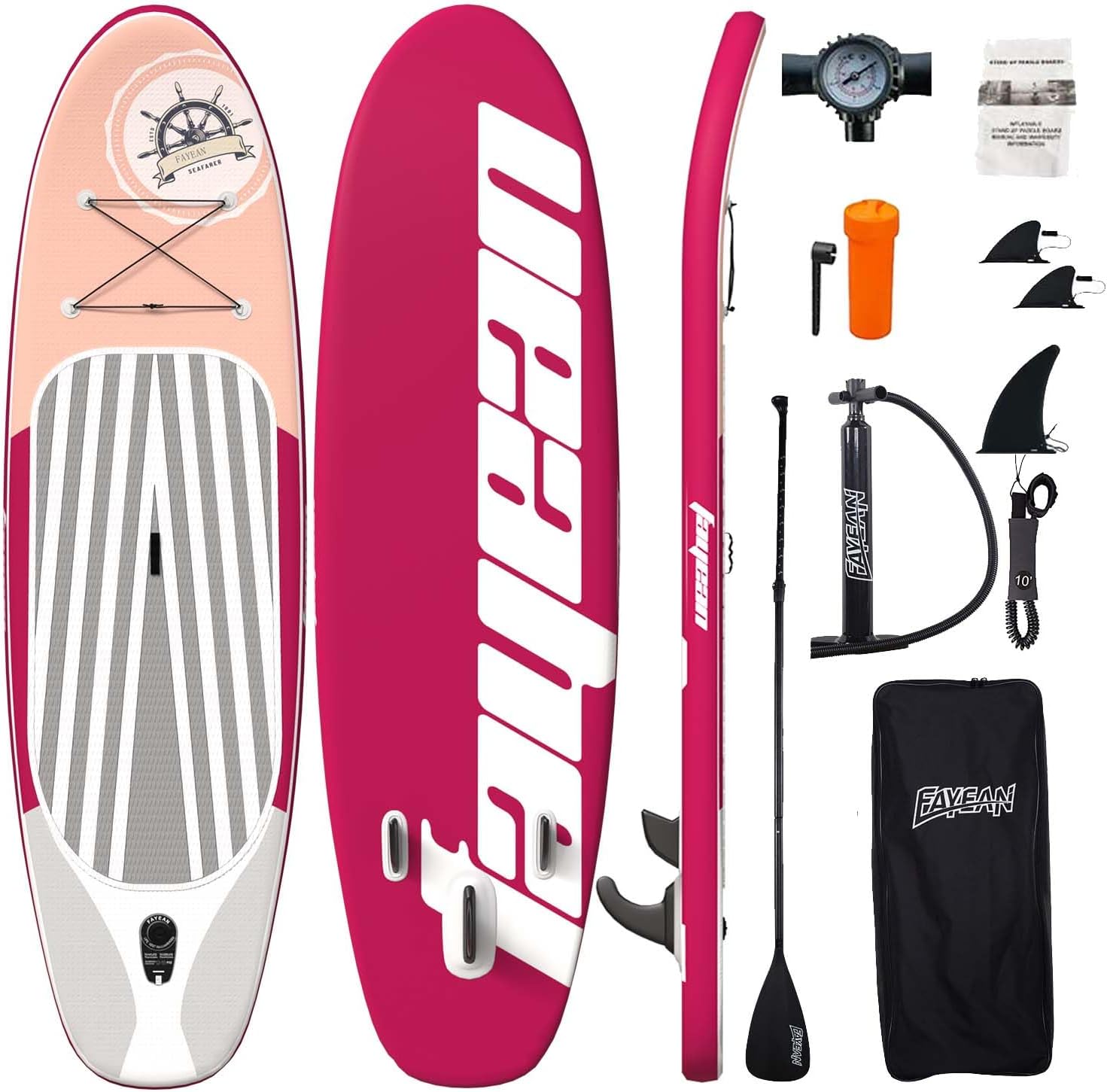 Inflatable Stand Up Paddle Board Non-Slip Deck, 11'×33'×6' Complete SUP Accessories for All Skill Levels, Wide Seat & Safety Leash, 3 Fins, Adjustable Paddle, Pump & Carrying Backpack