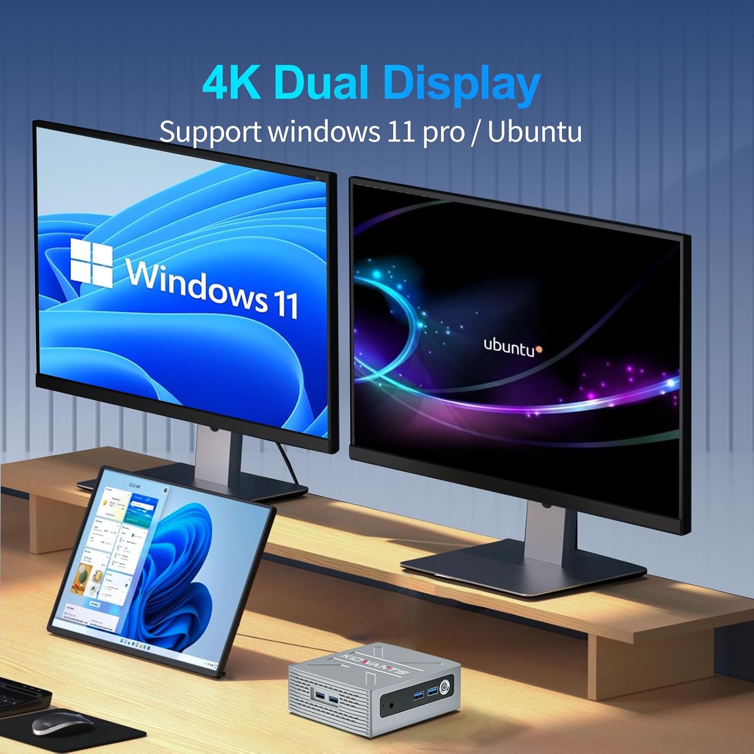 KG1 Mini PC Intel N4000(up to 2.6GHz),8GB LPDDR4 128GB eMMC,Support M.2 SSD Expansion (512GB/2TB),Support 4K Dual Display, 2.4G/5G WiFi,BT 5.0,USB 3.0,Business, Home, Office Computer, Small Pc