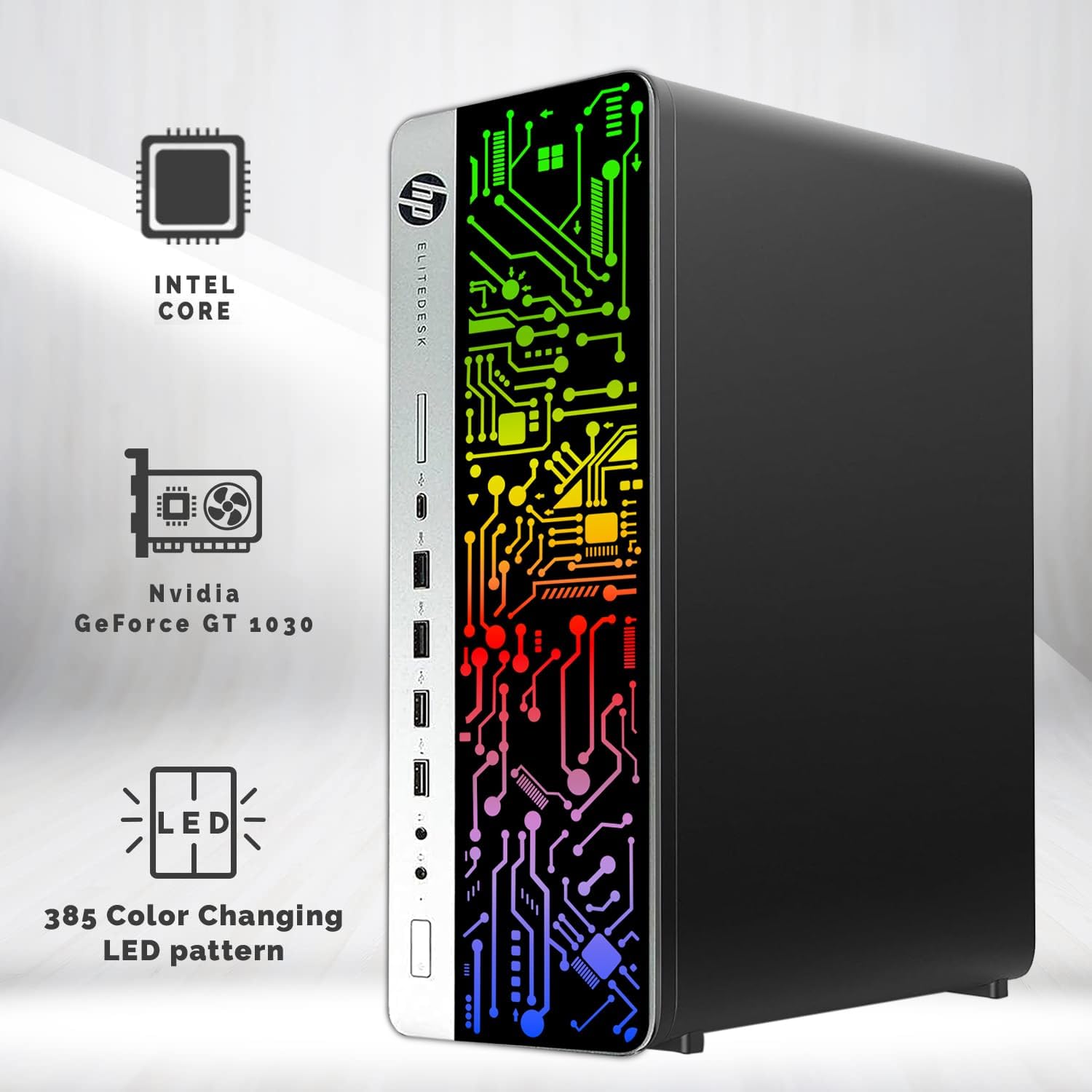 TechMagnet HP G3 RGB Computer PC Intel i5-6th Gen, AMD RX 550 Graphics, 32GB RAM, 1TB SSD + 3TB HDD, MTG New 24 Inch Curved Monitor, RGB Kit, Webcam, Windows 11 Pro (Renewed)