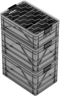 SIDIO CRATE Pro Pack - Two Full Size and One Half Size Heavy Duty Stackable Storage Bins, Totes, Containers with Lids and Dividers - Durable Organizer for Home, Office, Garage, and Outdoor Use - Gray
