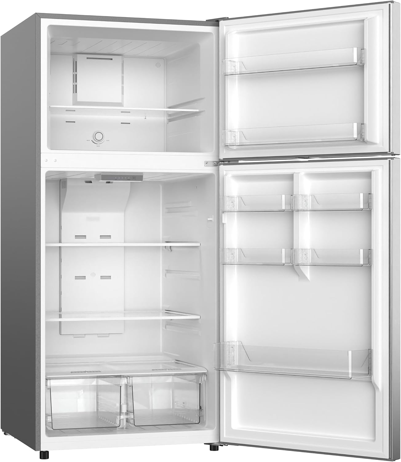 Hamilton Beach Frost-Free Top-Mount 2-Door Apartment Size Refrigerator, Stainless Steel, 18 cu. ft.