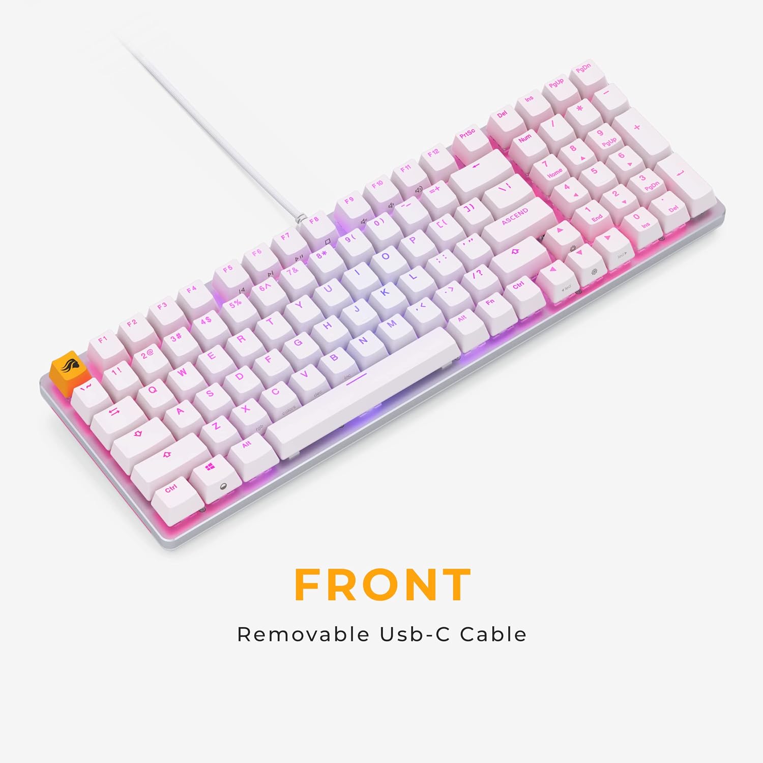 GLORIOUS GMMK 2 Small Gaming Keyboard Base- Barebones Kit- TKL Hot Swappable DIY White Mechanical Keyboard - Wired, RGB Backlit,- PC Setup Accessories- 65%, White