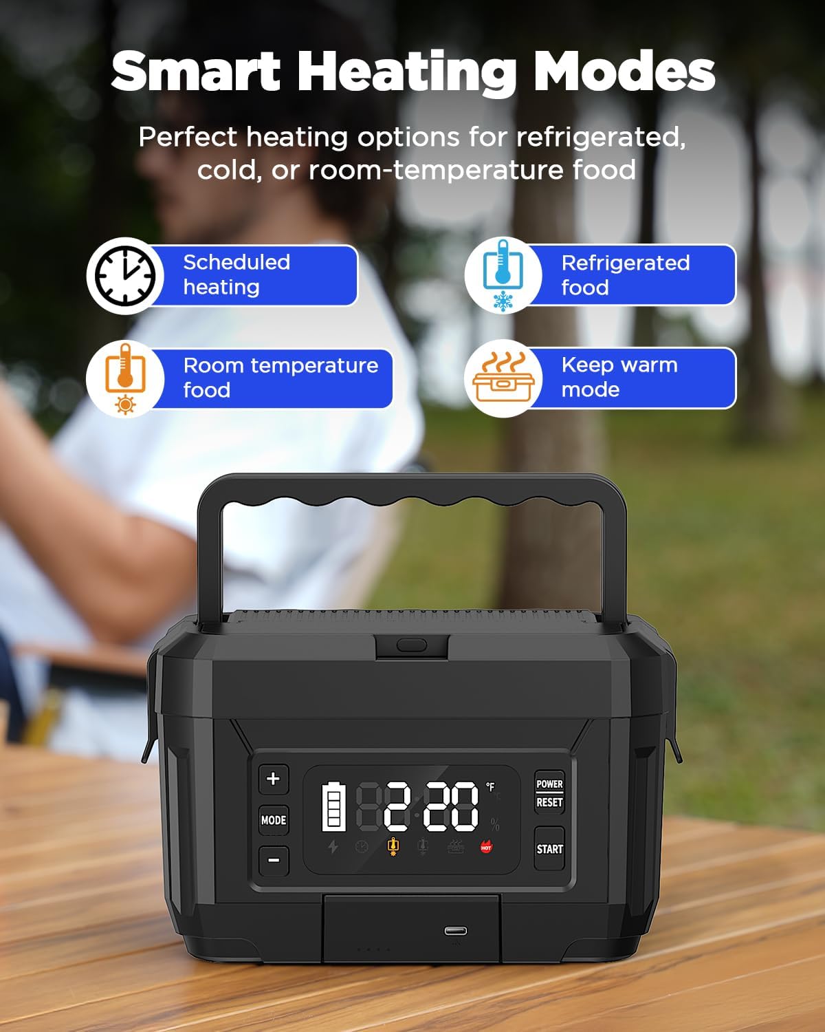Cordless Electric Lunch Box for Adults – 1.2L Stainless Steel Self-Heating Lunch Box with Dual 20000mAh Removable Rechargeable Batteries, Portable Heated Food Warmer for Work, Travel & Office