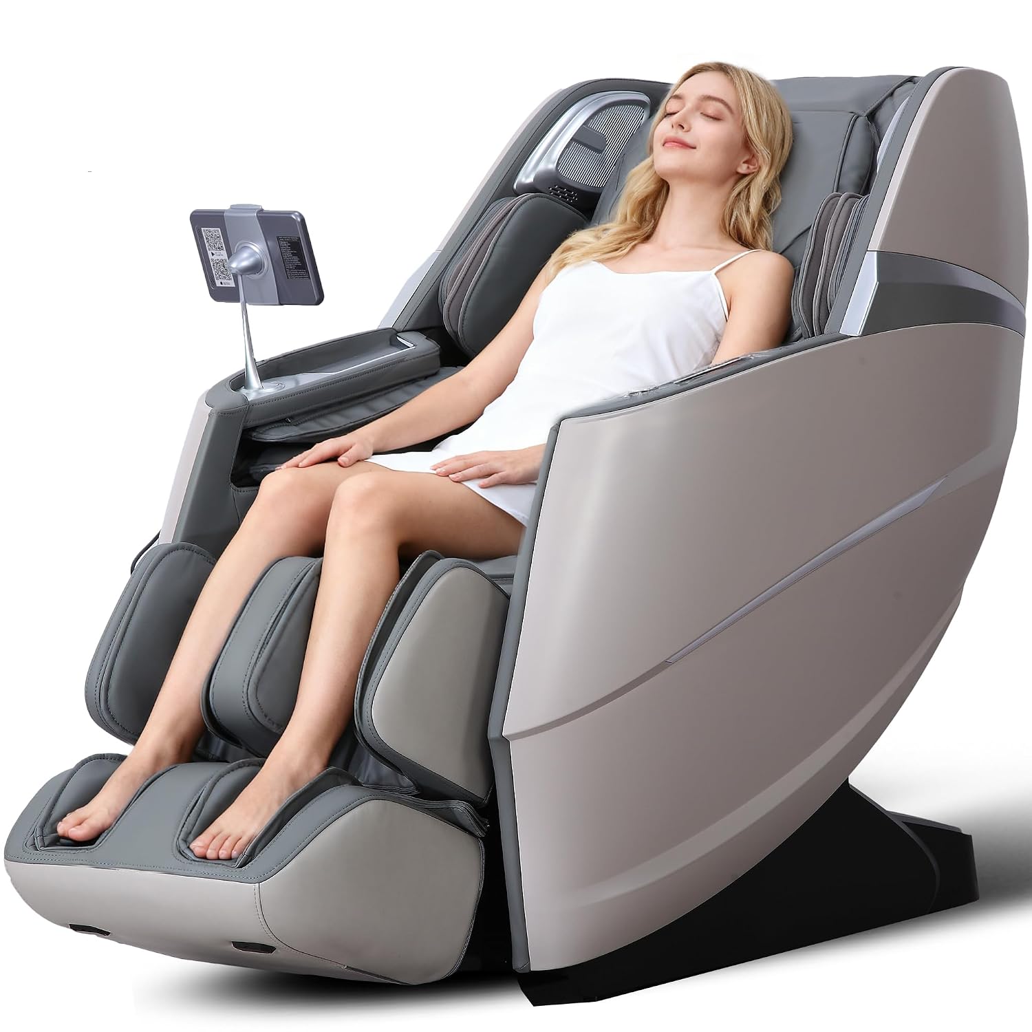 Upgrade 4D Massage Chair Zero Gravity | Massage Chair Full Body and Recliner AI Voice Control Shiatsu Massage Chairs Auto Legrest Calf & Foot Rollers Heated | Program Customization Grey