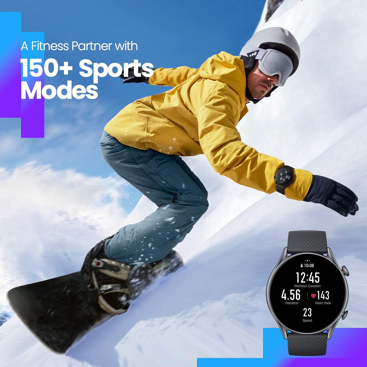 Amazfit GTR 3 Pro Smart Watch for Android iPhone with Bluetooth Call Alexa GPS WiFi, Men's Fitness Tracker 150 Sports Modes, 1.45'AMOLED Display, Blood Oxygen Heart Rate Tracking, Waterproof, Black