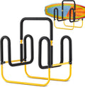 Gisafai Double Up Sup Stand, Holds 2 Standing up Paddle Boards, Freestanding Paddleboard Dock Storage Rack Heavy Duty Metal Surfboard Stand Paddle Board Holder for Floor Outdoor Garage, Yellow