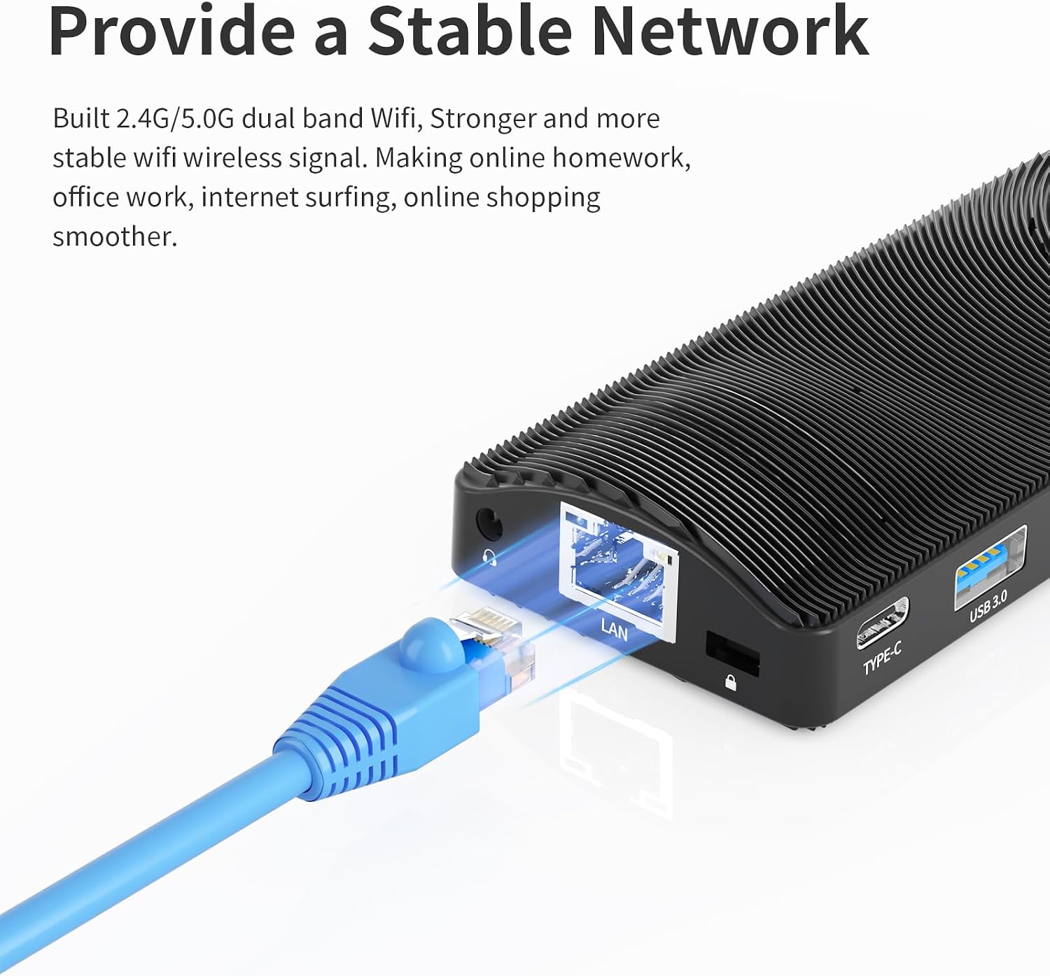 Mini PC Stick Fanless, Celeron J4105, 8GB RAM 128GB Storage, Micro Computer Stick Supports 4K 60HZ HDMI, USB PD3.0, Gigabit Ethernet, Wi-Fi 5 on Business, Industrial, Office, Media, Video