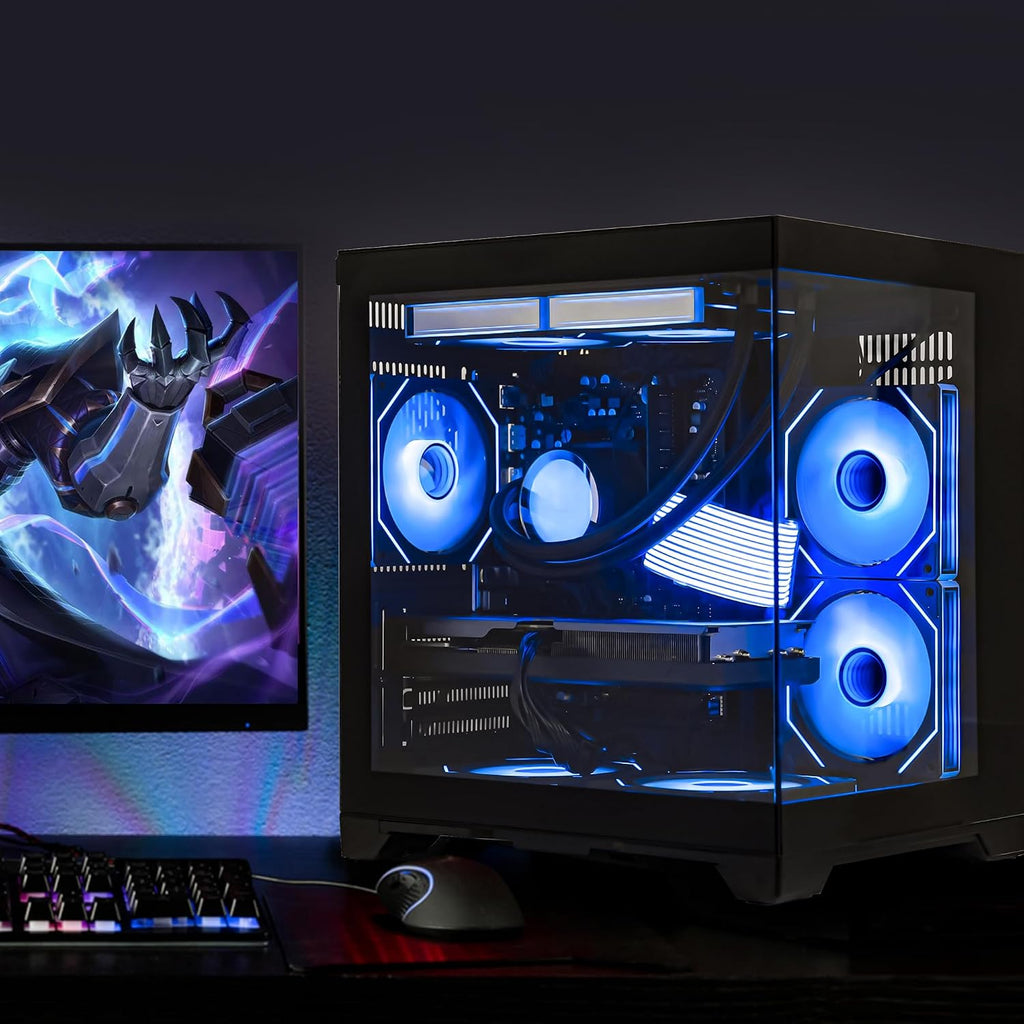 Gaming PC Desktop -AMD Ryzen 7 5700X 3.4 GHz -GeForce RTX 5060 8GB -32GB DDR4 RAM -1TB PCIe SSD -240mm AIO Water Cooled & RGB Fans -WiFi & Bluetooth -Windows 11 Tower Computer-Black