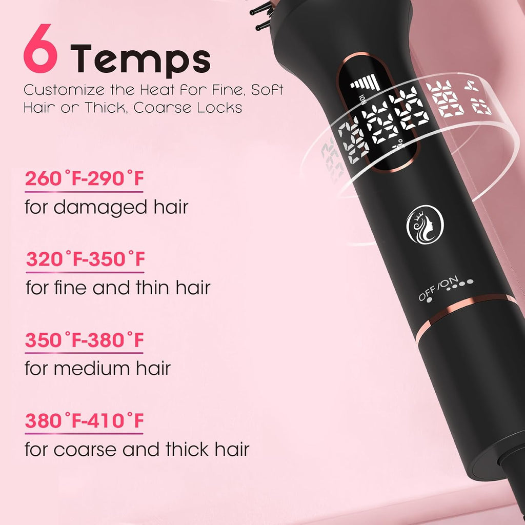 CINOSTAR Heated Round Brush for Blowout Look Volumizer, 1.5 inch Styler Tool, 6 Temps Ionic Thermal Brush, Fast Heating, Dual Voltage for Travel, Blush Gold