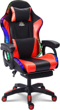 Video Gaming Chair with Speakers and RGB Lights, Ergonomic Chair with Seven-Point Massage Function, Computer Chair with Footrest and Lumbar Support Gaming Chairs for Adults,Red