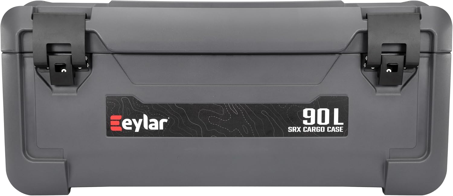 SRX-90 Overlanding Cargo Case – 90L Waterproof Storage Box for Camping, Off-Road & Truck Bed Gear – Heavy-Duty Lockable Storage with Gas Strut Lid, Stackable Design & Interior Organizer Tray (Gray)
