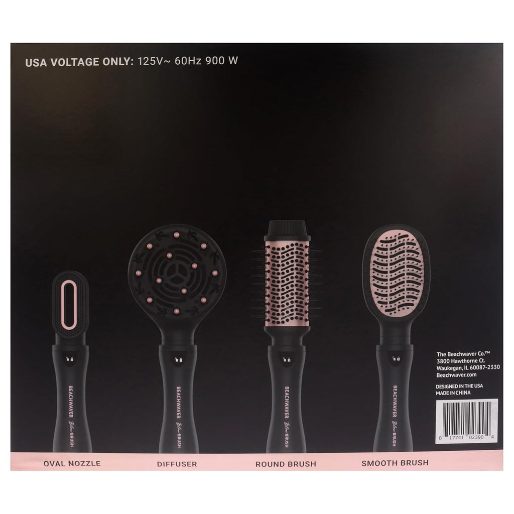 The Beachwaver Co. Blow Brush - Midnight Rose | Versatile Blow-Dry Brush for All Hair Types w/Interchangeable Attachments | 2 Speeds, 4 Heat Settings, and 4 Attachments - One Tool for Endless Looks!