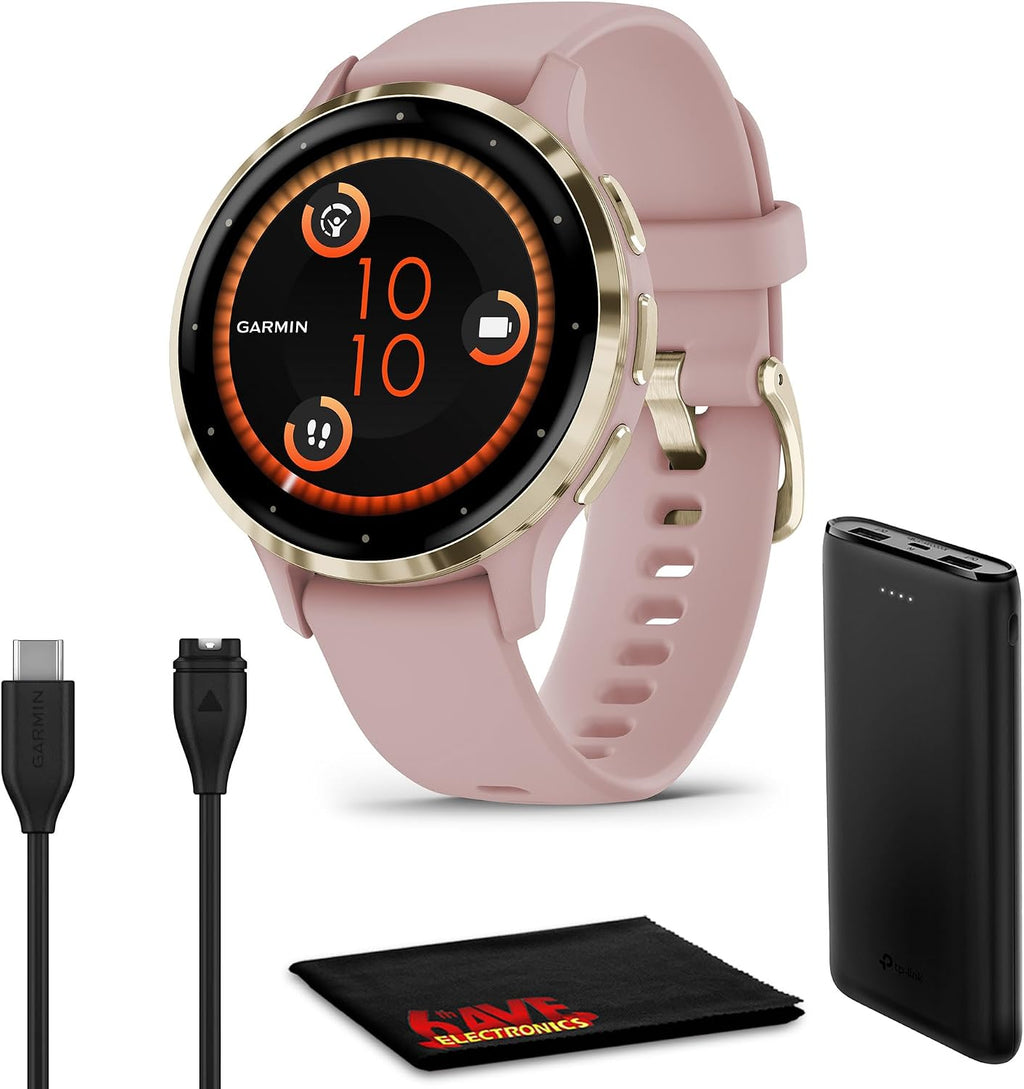 Garmin Venu 3S Advanced Fitness and Health Tracker Smart Watch Soft Gold Stainless Steel Bezel with Dust Rose Case 41MM Silicone and 1.2 Inch AMOLED Touch Screen Display