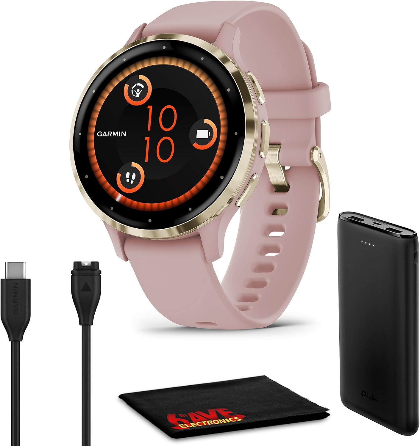 Garmin Venu 3S Advanced Fitness and Health Tracker Smart Watch Soft Gold Stainless Steel Bezel with Dust Rose Case 41MM Silicone and 1.2 Inch AMOLED Touch Screen Display