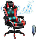 Massage Video Gaming Chair with Speakers, Ergonomic Recliner Computer Desk Chair, High Back PU Leather Office Chair Adjustable Swivel Reclining Chair with Lumbar Support and Footrest