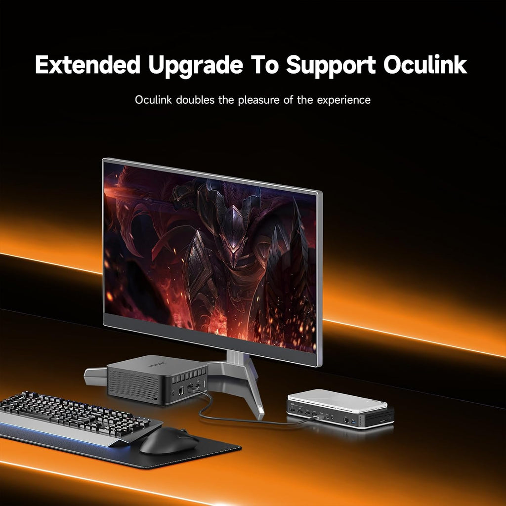 Reatan X7 Mini Gaming PC,AMD Ryzen 7 255(8C/16T, up to 4,9 GHz) Radeon 780M 48GB RAM DDR5 + 2TB SSD Up to 8K Quad-Screen Display Desktop Gaming Mini Computers OCulink WiFi 7 BT:5.4 Built-in Speaker