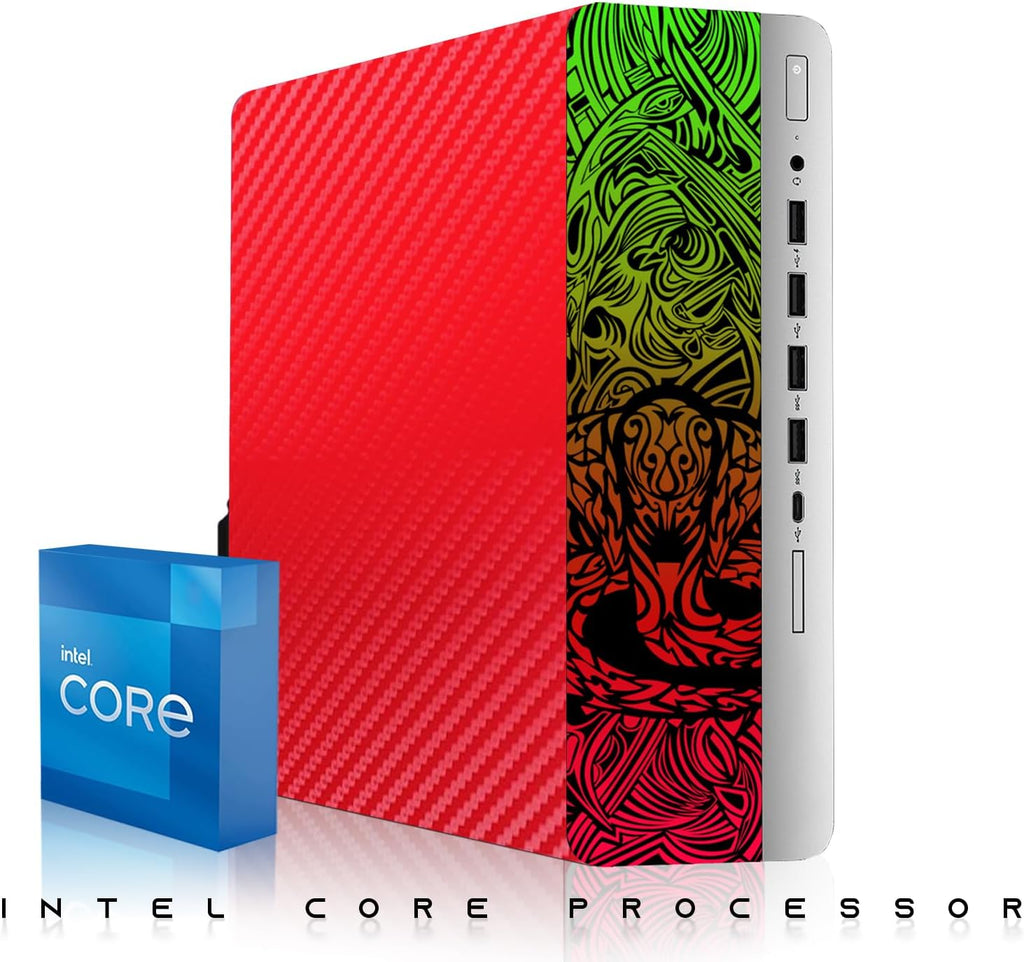 TechMagnet HP Carbon Red Cobra Edition RGB Gaming Desktop PC,Intel Core i7,16GB DDR4 RAM,512GB SSD,GT 1030 Graphics Card,24 Inch Curved Monitor,RGB Kit,Webcam,Windows 11 (Renewed)