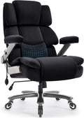 VUZI 700LBS Large Heavy Duty Office Chair with 3D Flip Arms, Big and Tall Plus Size Fabric Executive Desk Chairs, High Back Extra Wide Computer Chair with Adjustable Lumbar Support, Sturdy Metal Base