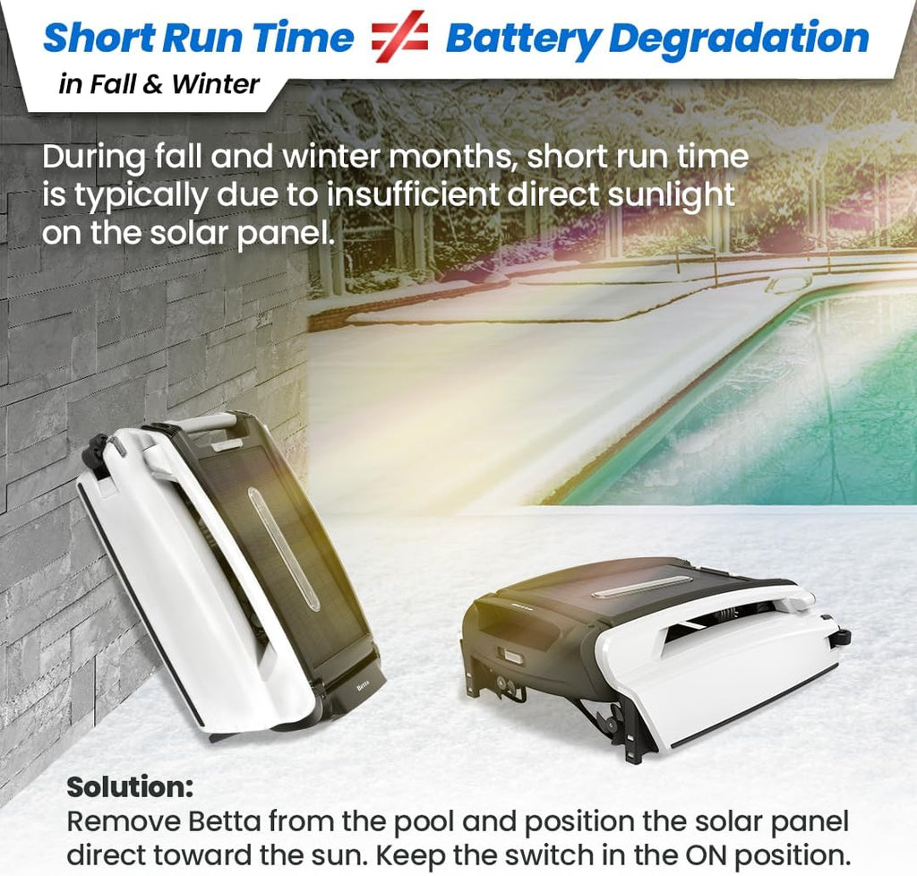 Betta SE Solar-Powered Robotic Automatic Pool Skimmer Cleaner with Carrying and Storage Bag, 24/7 Continuous Cleaning Battery Power, Pool Skimmer Anti-Stuck Foam Noodle, and Twin SCT Motors (White)