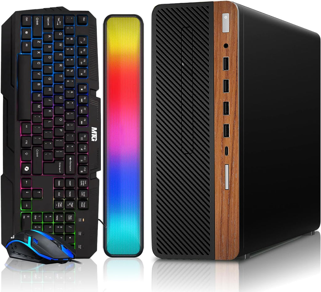 TechMagnet HP G4,AMD Pro A10-9700 R7 Dark Single Premium Gaming Desktop Computer PC,GT 1030 2GB GDDR5,16GB RAM,512GB SSD,AI-Enabled RGB KBM,RGB Soundbar,Windows 11(Renewed)