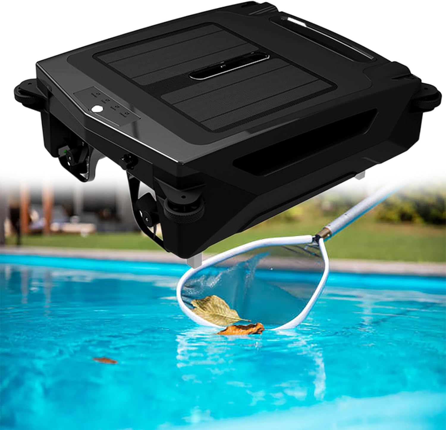 Solar & Electric Robotic Pool Skimmer Cleaner - Dual Charging, Automatic Recovery Technology, for Chlorine/Saltwater Pools (30H Runtime)
