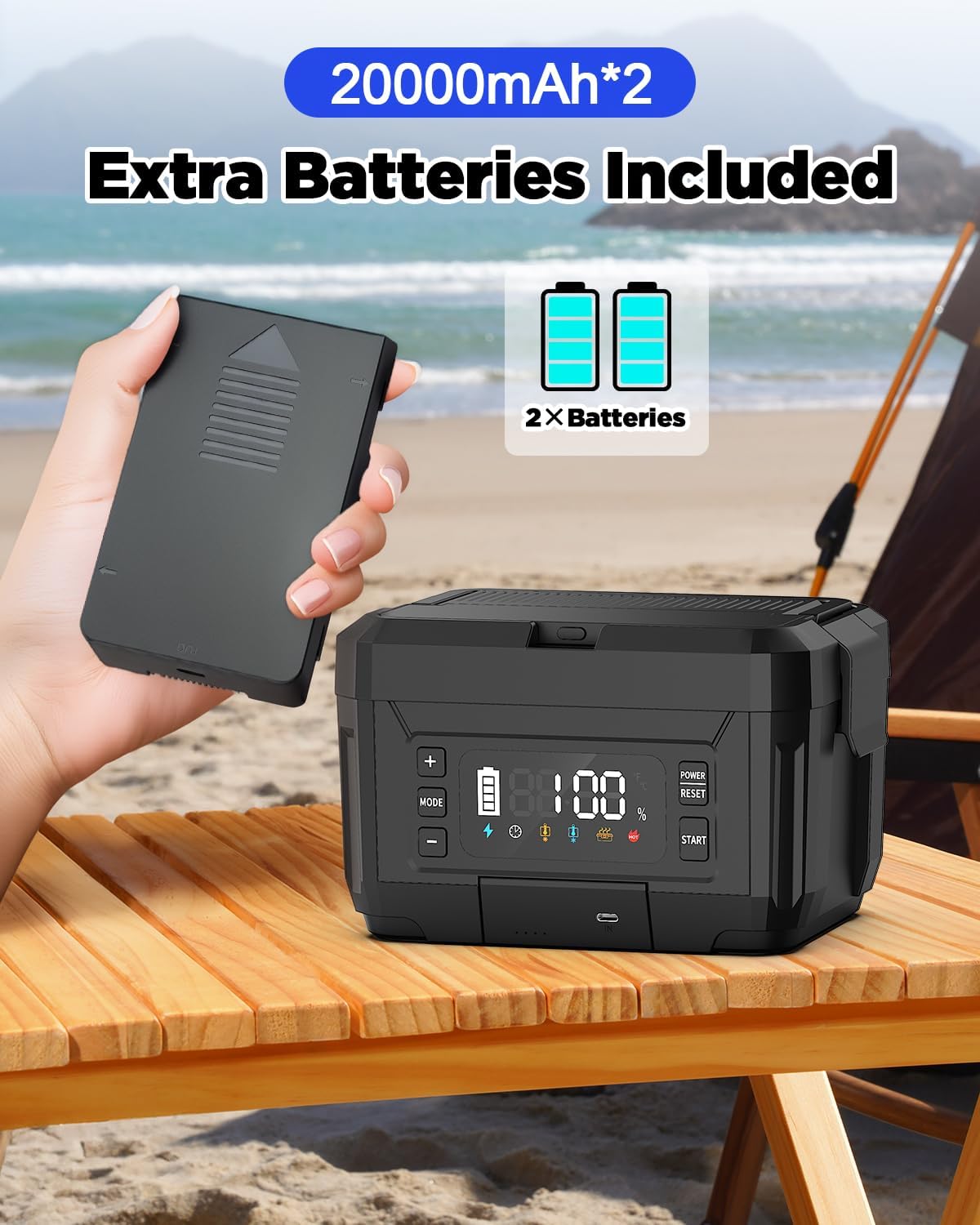 Cordless Electric Lunch Box for Adults – 1.2L Stainless Steel Self-Heating Lunch Box with Dual 20000mAh Removable Rechargeable Batteries, Portable Heated Food Warmer for Work, Travel & Office