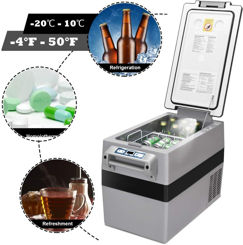 Goplus 44 Quart Portable Refrigerator/Freezer Compact Vehicle Car Mini Fridge Compressor Electric Cooler for Car, Office, Picnic Outdoor and Camping