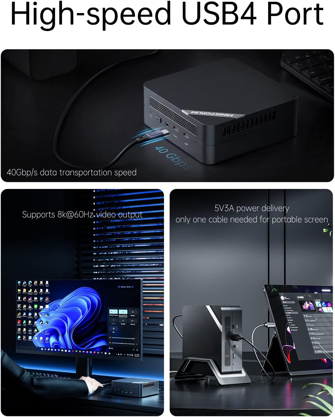 MINISFORUM UM773 Mini PC Barebone with AMD Ryzen 7 7735HS & AMD Radeon 680M,up to 4.75GHz Mini Computer, 2 x HDMI,1x USB4,4 x USB 3.0, WiFi 6,BT5. 2(NO RAM/SSD/OS)