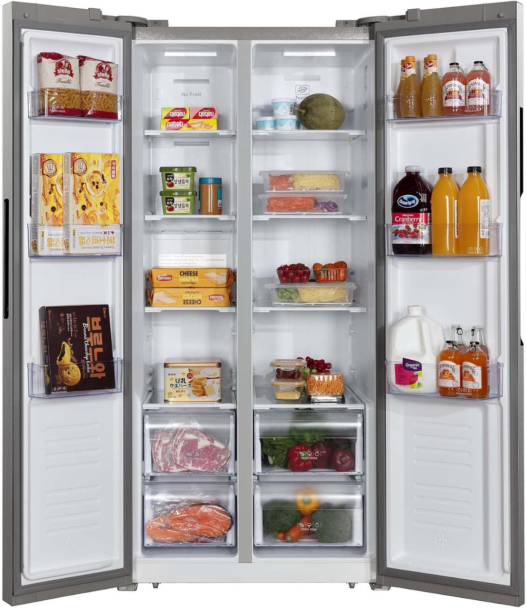 Hamilton Beach HBF1558 15.6 cu ft Counter Depth Full Size Refrigerator, Side Doors, Stainless