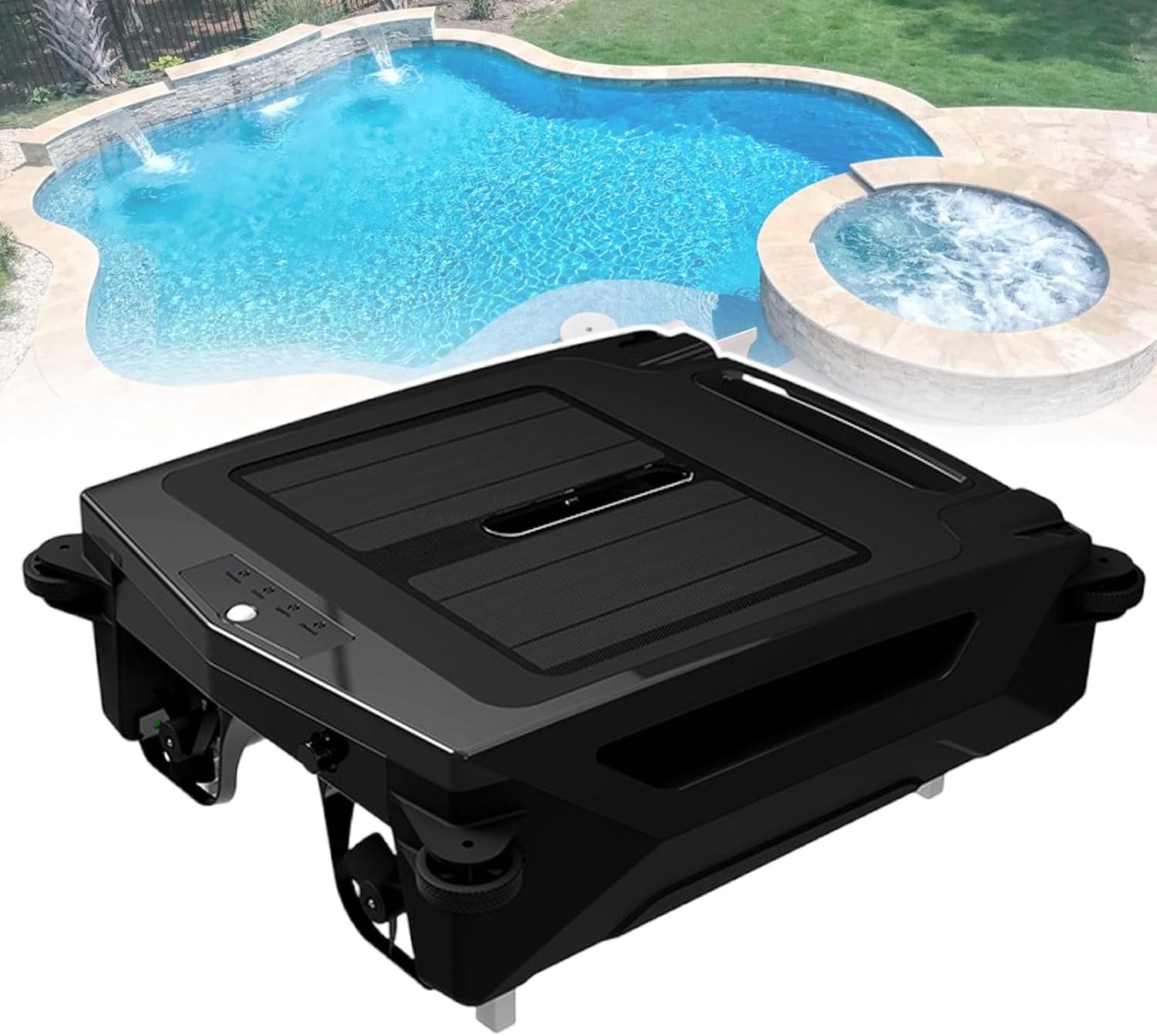 Outdoor Pool Cleaning Robot,Solar Automatic Pool Skimmer,Automatically Clean When Full Power,for Any Shape Pool Cleaning
