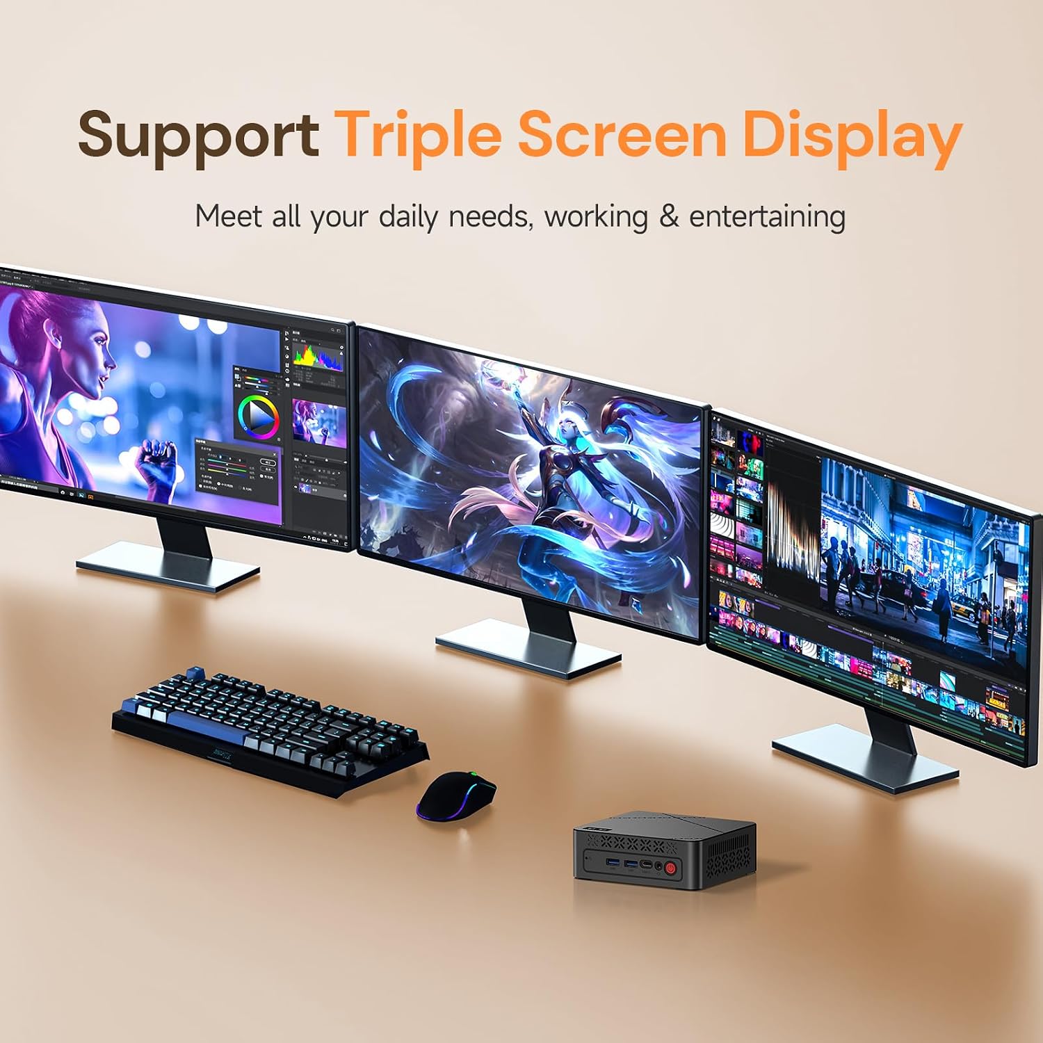 wo-we P6 Mini PC AMD Ryzen 5 3550H(4C/8T,up to 3.7GHz) 16GB DDR4 RAM 512GB NVMe SSD Gaming PC, Radeon Vega 8 Graphics Mini Desktop Computer,Triple 4K 60Hz Displays,USB-C/USB 3.3/2.0/HDMI,WiFi5 BT5.0