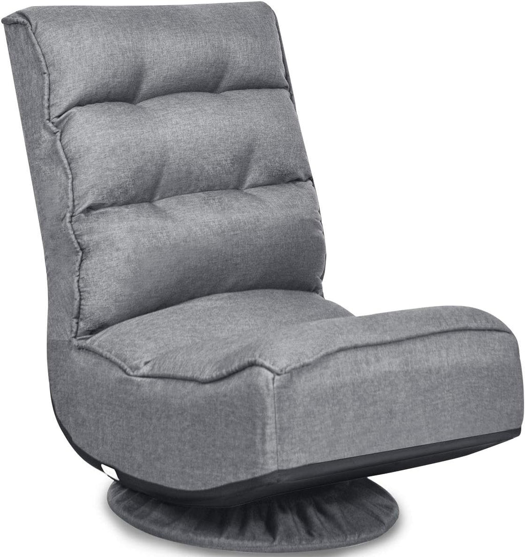 Giantex 360 Degree Swivel Floor Chair, Folding Floor Gaming Chair with 6 Positions Adjustable, Lazy Sofa Lounge Chair w/Tufted Back Support, Video Gaming Chair for Reading TV Watching (Gray)