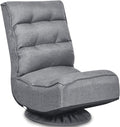 Giantex 360 Degree Swivel Floor Chair, Folding Floor Gaming Chair with 6 Positions Adjustable, Lazy Sofa Lounge Chair w/Tufted Back Support, Video Gaming Chair for Reading TV Watching (Gray)