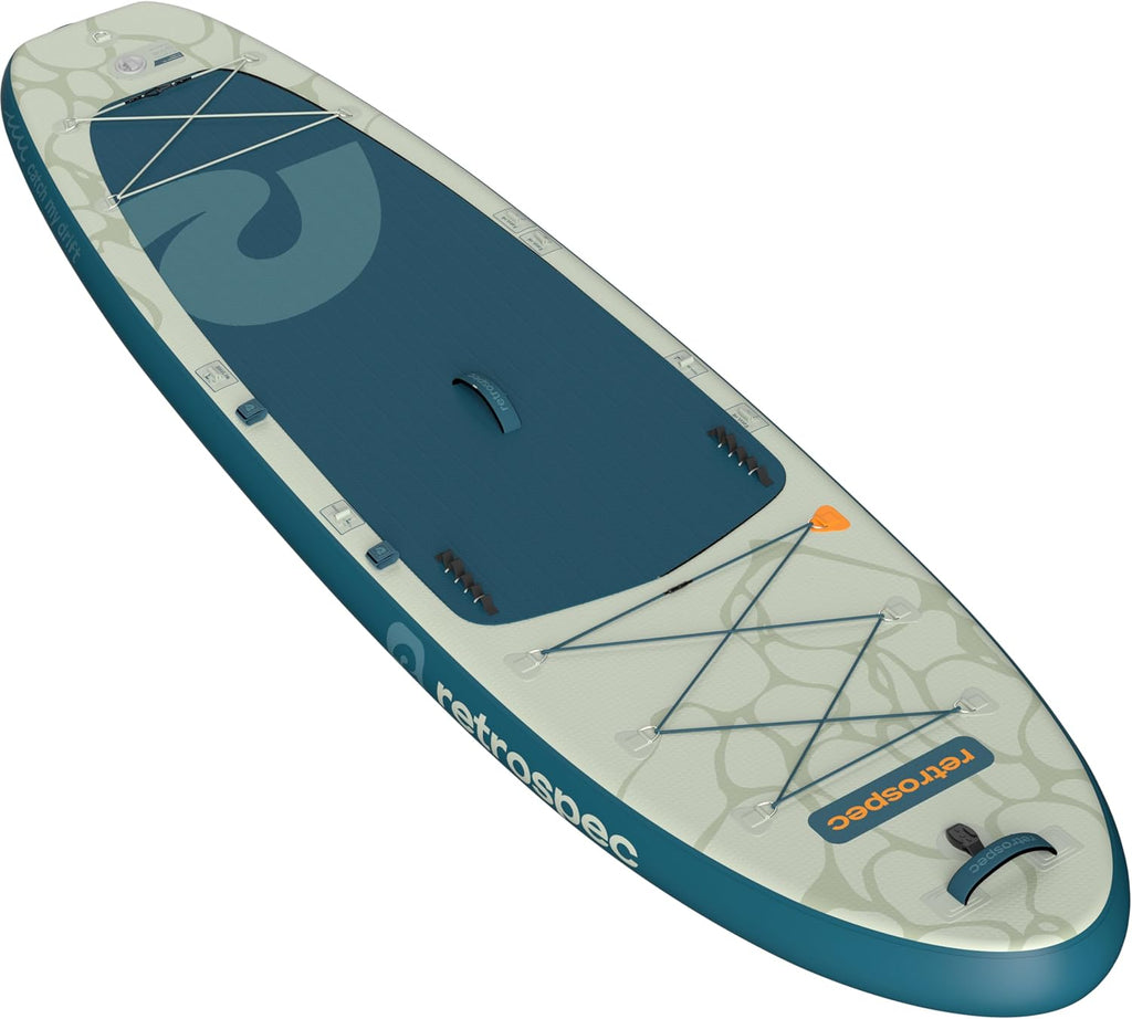 Retrospec Weekender Plus 10' Inflatable Stand Up Paddleboard Double Layer PVC iSUP Bundle w/Carrying case, 3 Piece Adjustable Aluminum Paddle, 3 Removable fins, Pump, and Cell Phone case