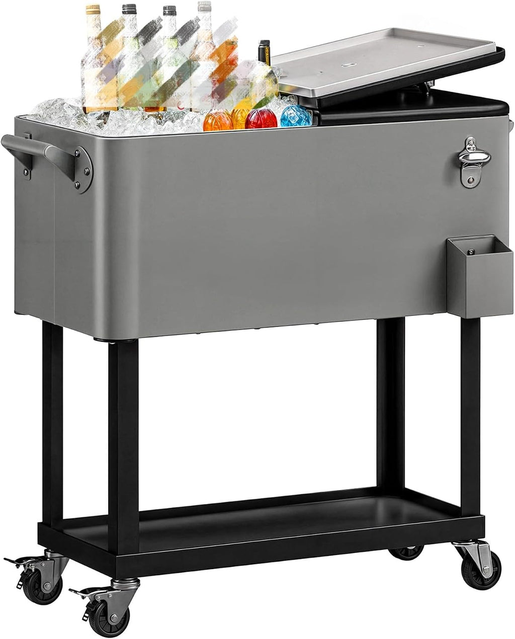 DWVO Ice Chest with Wheels,80 Quart Rolling Cooler with Bottle Opener Drainage, Patio Cooler Cart, Rolling Ice Chest with Handle for Patio Pool Deck Party BBQ Cookouts