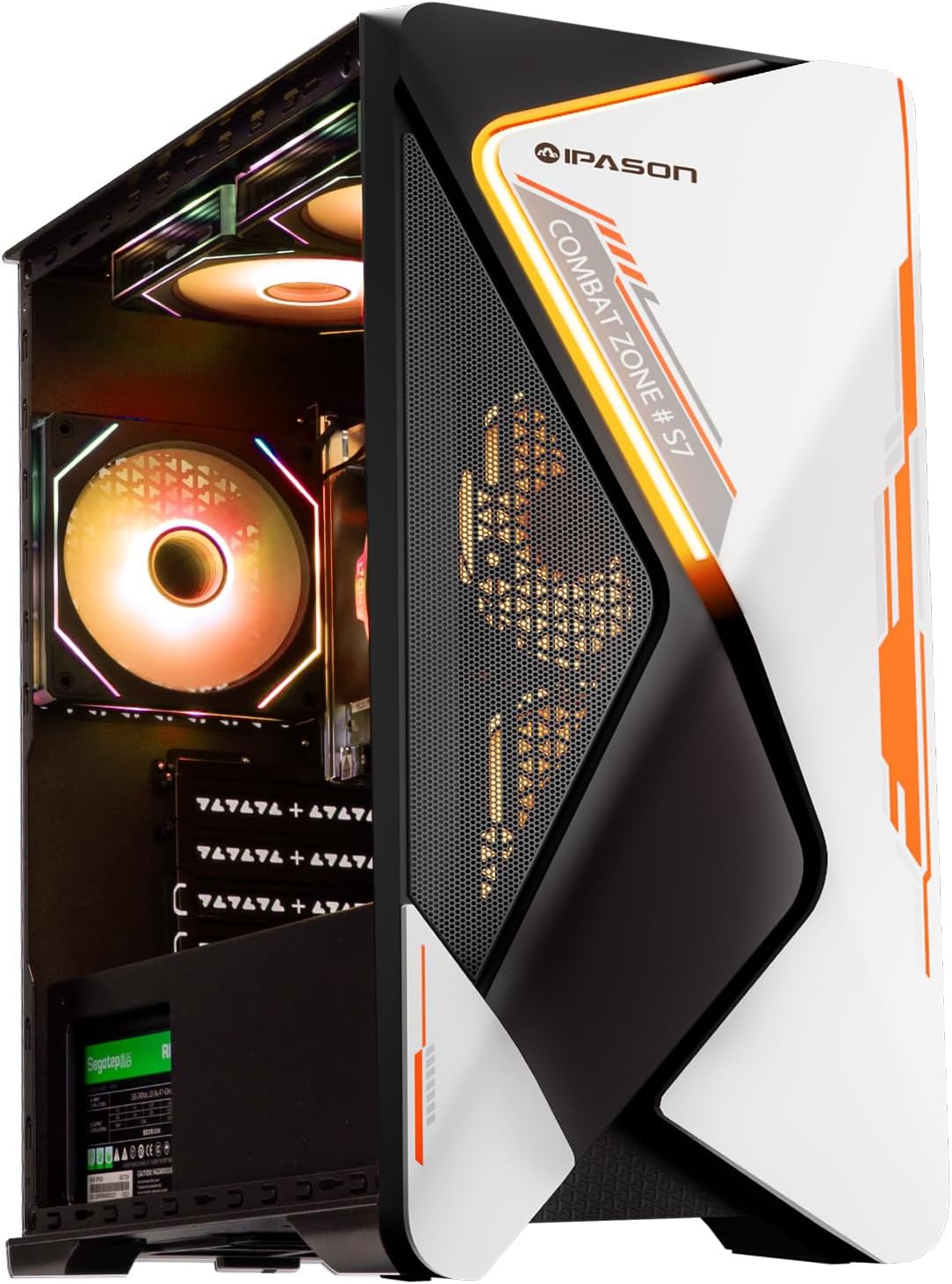 IPASON Gaming Desktop AMD Ryzen 5 5600GT (Beats Intel 10th-gen i7 & Lower) AMD Radeon Vega 7 16GB DDR4 3200MHz 1TB M.2 NVMe 550W PSU Windows 11 Home Prebuilt Gaming PC New Computers White & Black