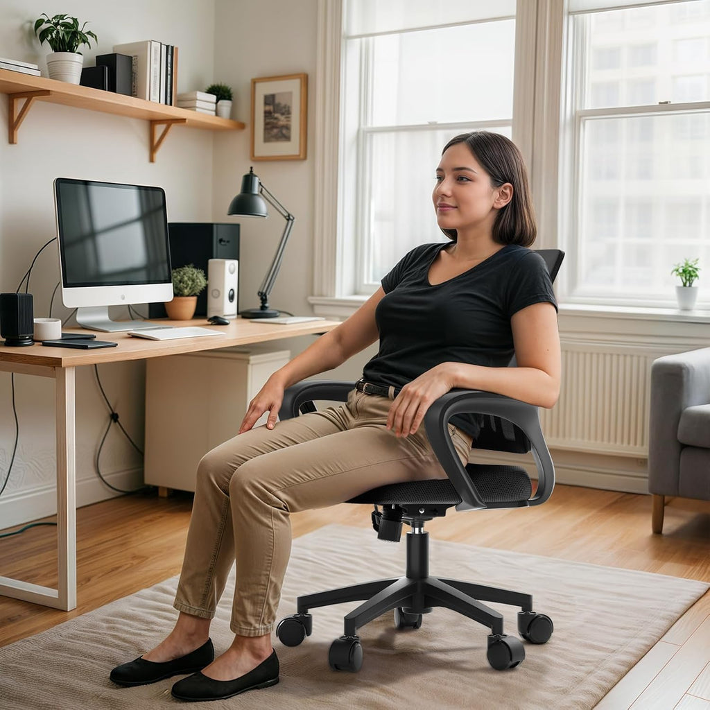 Ergonomic Office Chair 10P- Heavy Duty 330Lbs, Breathable Mesh Computer Desk Chair with Lumbar Support & Armrest, Rolling Swivel Adjustable Tilt Lock for Home Office/Gaming, Bedroom Study