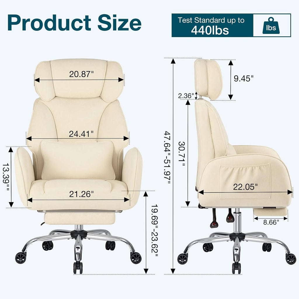 HOFFREE Criss Cross Chair with Wheels Ergonomic Office Chair with Reversible Armrest Wide Seat Comfy Desk Chair with Foot Rest for Gaming,Reading,Working(Beige)