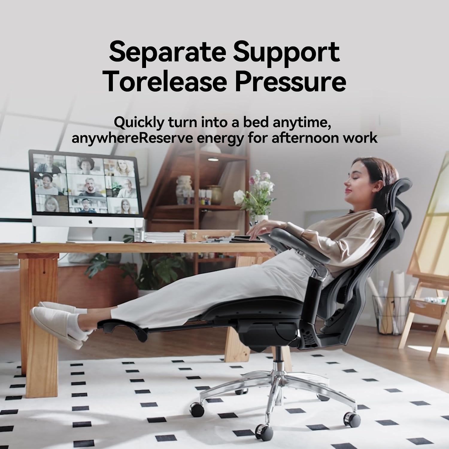 SIHOO Doro C300 Ergonomic Office Chair with Footrest, Ultra Soft 3D Armrests, Dynamic Lumbar Support for Home Office Chair, Adjustable Backrest Desk Chair, Swivel Big and Tall Computer Chair (Black)