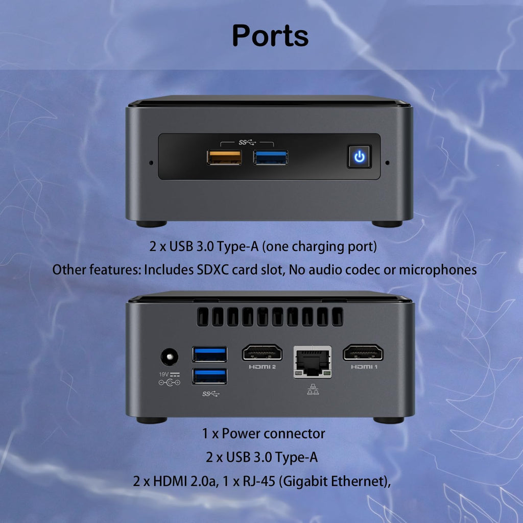 ASUS Intel NUC KIT Business Mini Desktop, 16GB DDR4 RAM, 512GB SSD, Intel Celeron Processor, Wi-Fi Ready, Bluetooth, RJ45, Dual HDMI, 4K UHD, SD Card Reader, USB 3.0, Windows 11 Pro