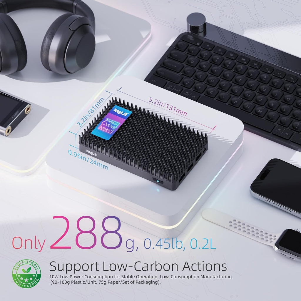 MeLE Mini PC Cyber X1 - N150, Fanless PC, 8GB RAM, 128GB Storage, 2.4/5G Wi-Fi, Full-Functional USB-C, 4K Triple Display Desktop on Home, Office, Education, Astrophotography