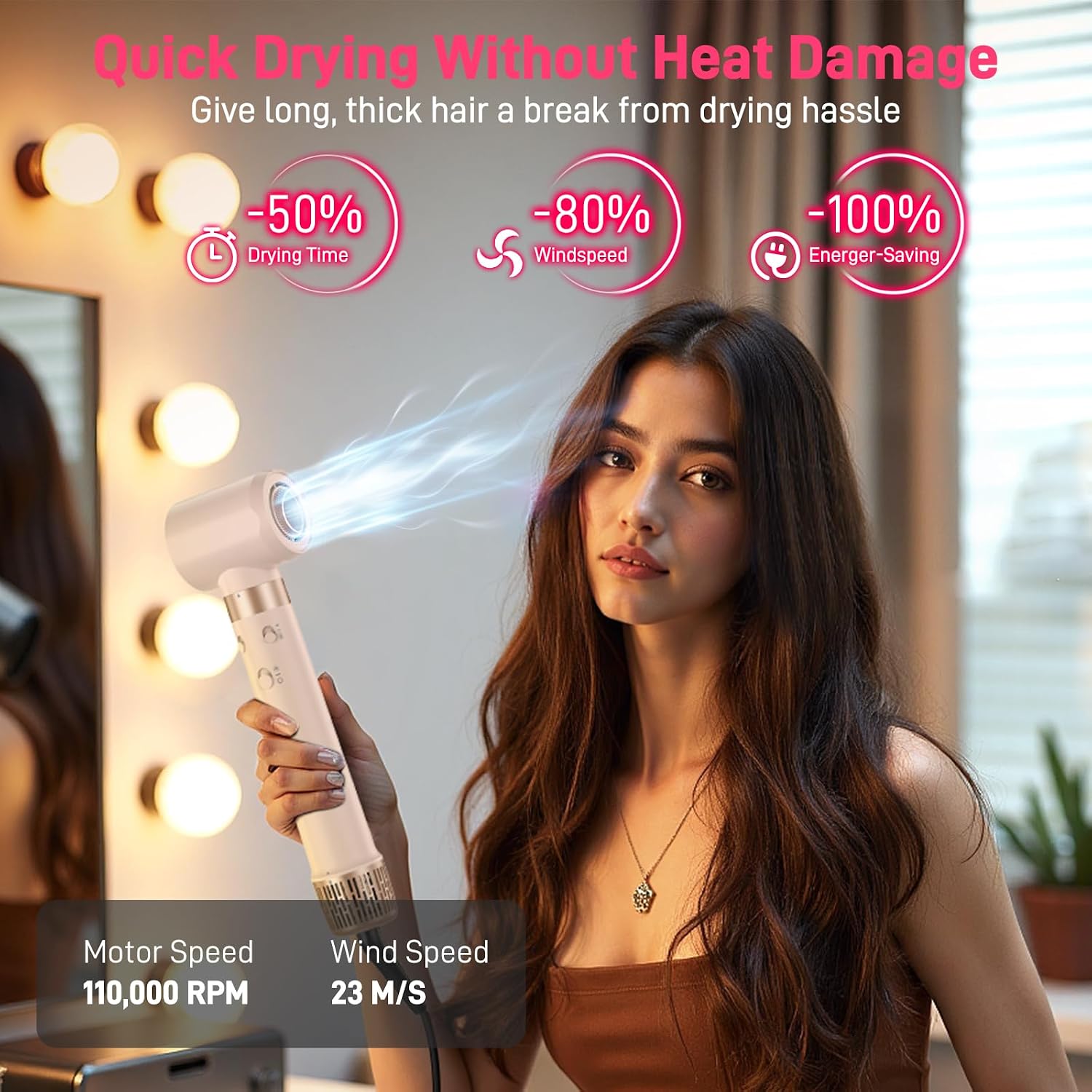 5 in 1 Dual Voltage Hair Styler, 110000 RPM Ultra-Fast Drying, Automatic Hot-Air Curling, Smooth Straightening